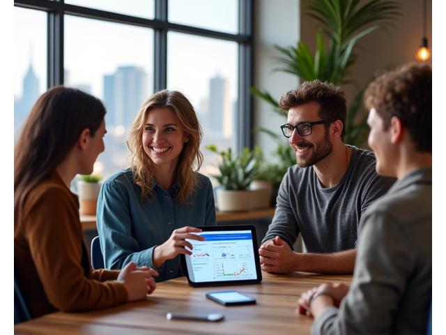 Garnet Guide team collaborating in a modern, sunlit Denver office, representing innovation and a fresh approach to adult wellness.