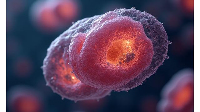 Microscopic view of healthy human cells with prominent telomeres, illustrating cellular vitality and protection from aging, set against a subtle, scientific glow.