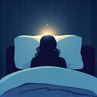 A serene bedroom scene with a sleeping figure and subtle glowing neural pathways emanating from the head, symbolizing the brain's restorative processes during sleep.